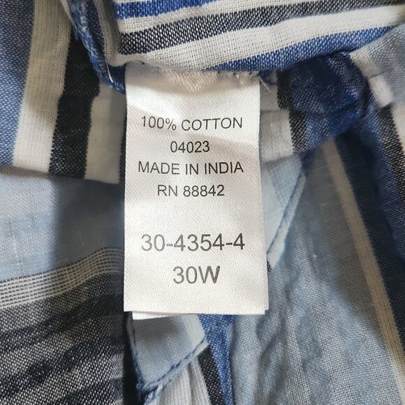 Roaman's Womens Multi-colored Striped V-neck Button Top Size 30W NWOT Seersucker - Picture 9 of 12